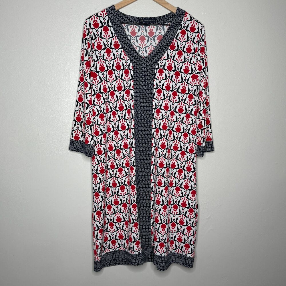 Brooks Brothers 346 Womens Essentials Dress Large Red Blue Stretch Geometric‎